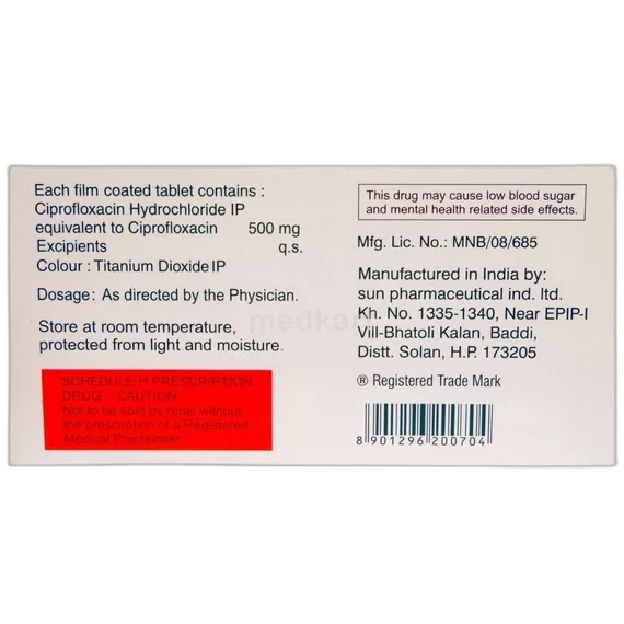 cifran 500mg tablet 10's